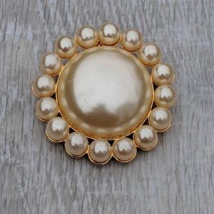 Kenneth Jay Lane Large Faux Pearl Cabochon Circle Pendant or Brooch